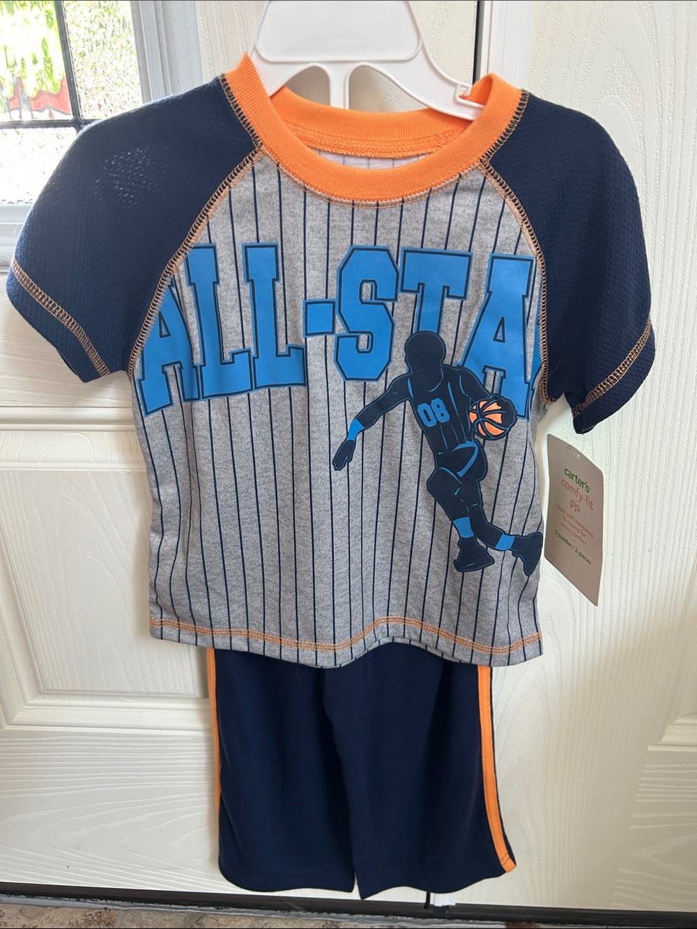 Carter's Navy, Gray & Orange 'All-Star' Basketball Tee and Shorts Set